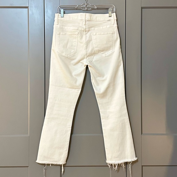 Mother Denim The Insider Crop Step Fray Jeans Fairest Of Them All White Size 28 - Picture 4 of 12